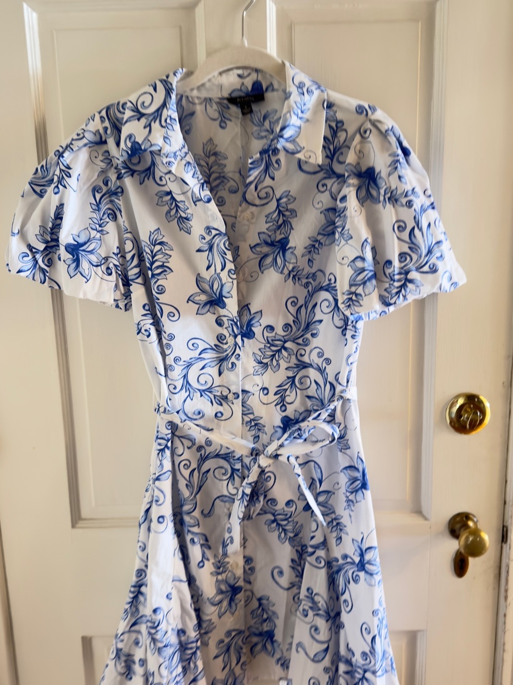 MSK Blue Floral Shirt Dress with Tie Waist